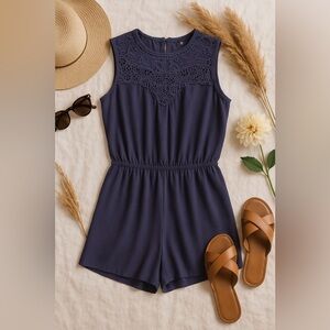 Xhilaration Chic Lace-Trimmed Romper (Size L)